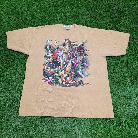 Vintage 90s Native-American Spiritual Shirt 2XL 25x30 Brown - Picture 1 of 14